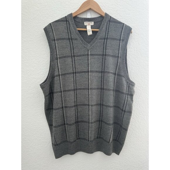 Dockers Men's Knit Sweater Vest XL Gray/Checkered V-Neck Academia Golf Old Money - Picture 1 of 10